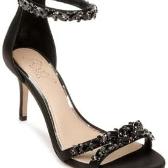 Women's Satin Embellished Strap Evening Shoe Size 10 Champagne - Picture 2 of 9